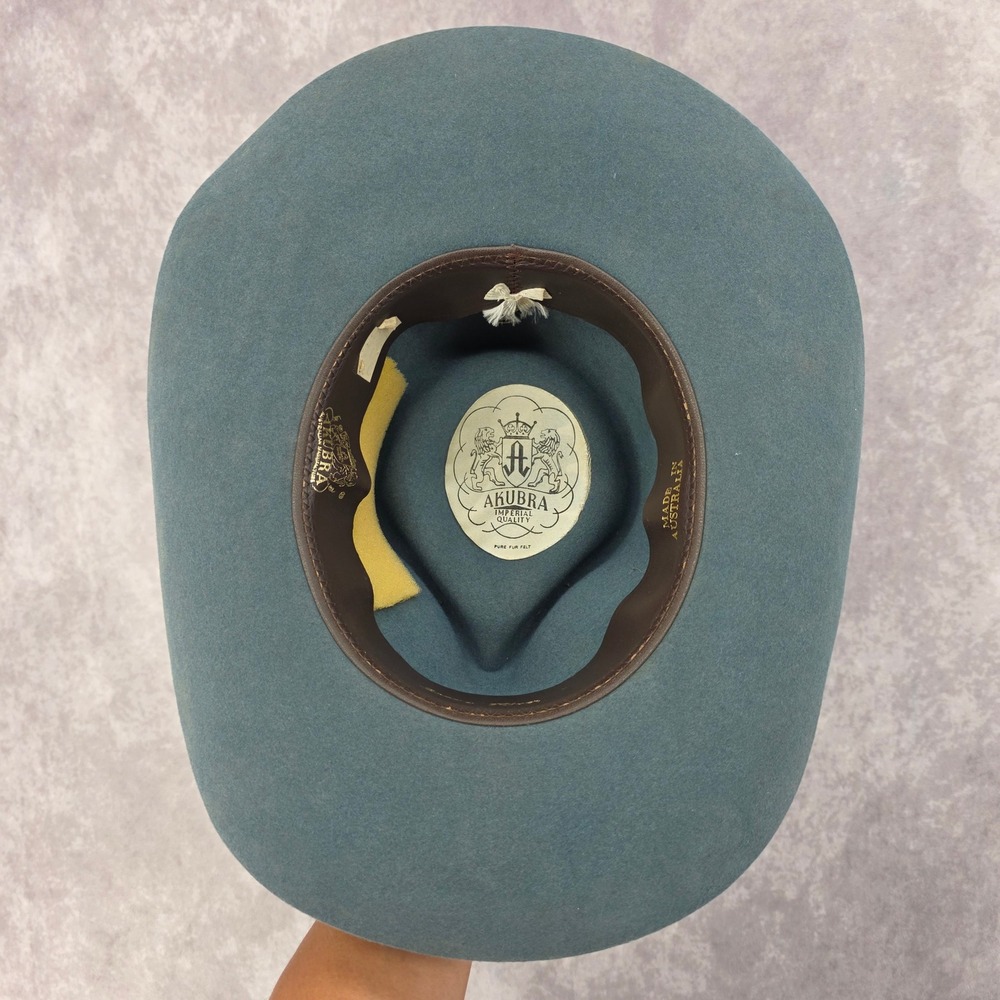 Akubra Snowy River Blue Grey Fur Felt Western Outback Hat Made in Australia 54